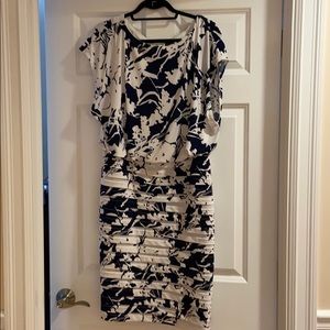 Adrianna Papell Blue and White Dress